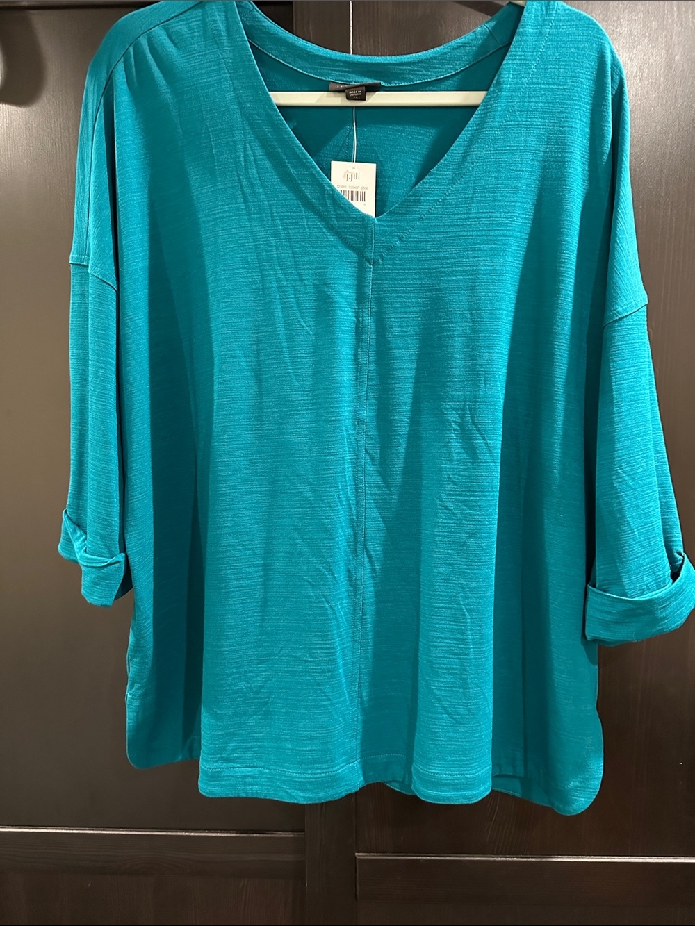 J. Jill Teal V-Neck Roll-Sleeve Tunic